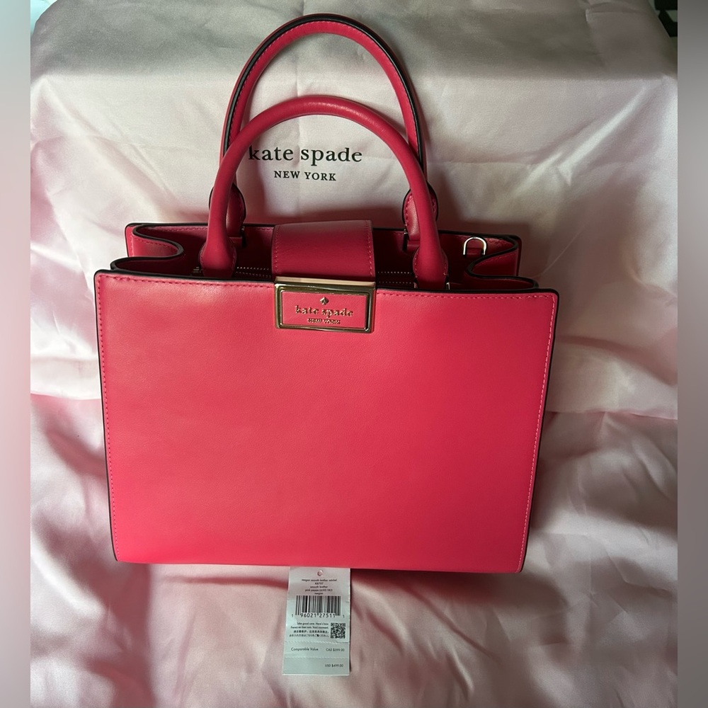 Kate Spade Reegan Smooth Leather Satchel in Peppercorn Pink NWT